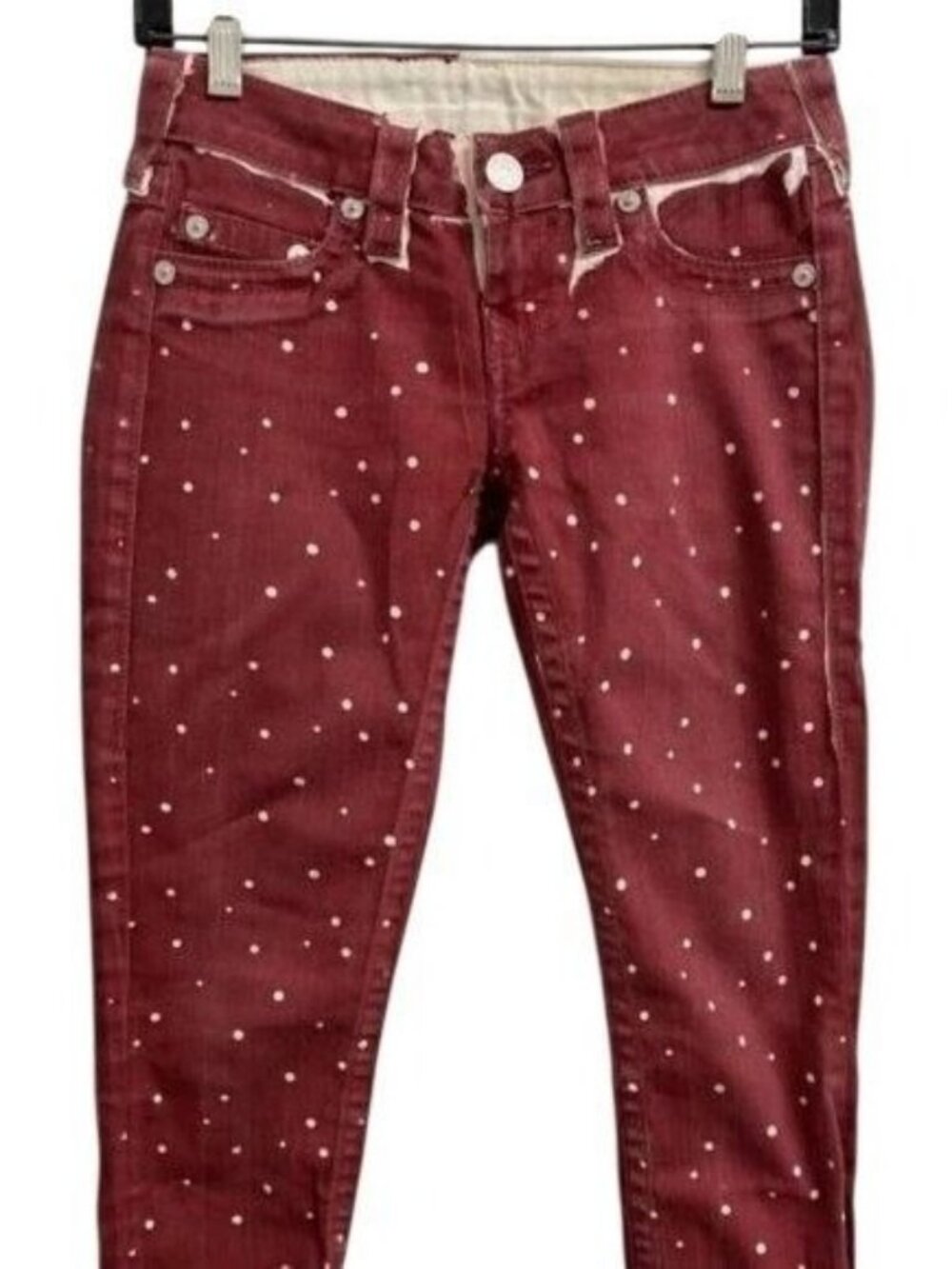 True Religion Maroon Red Embellished Jeans Vintage - Picture 2 of 14